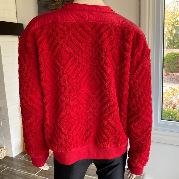 Tommy Hilfiger Vibrant Red Pullover Sherpa Sweater S XL - Picture 5 of 15